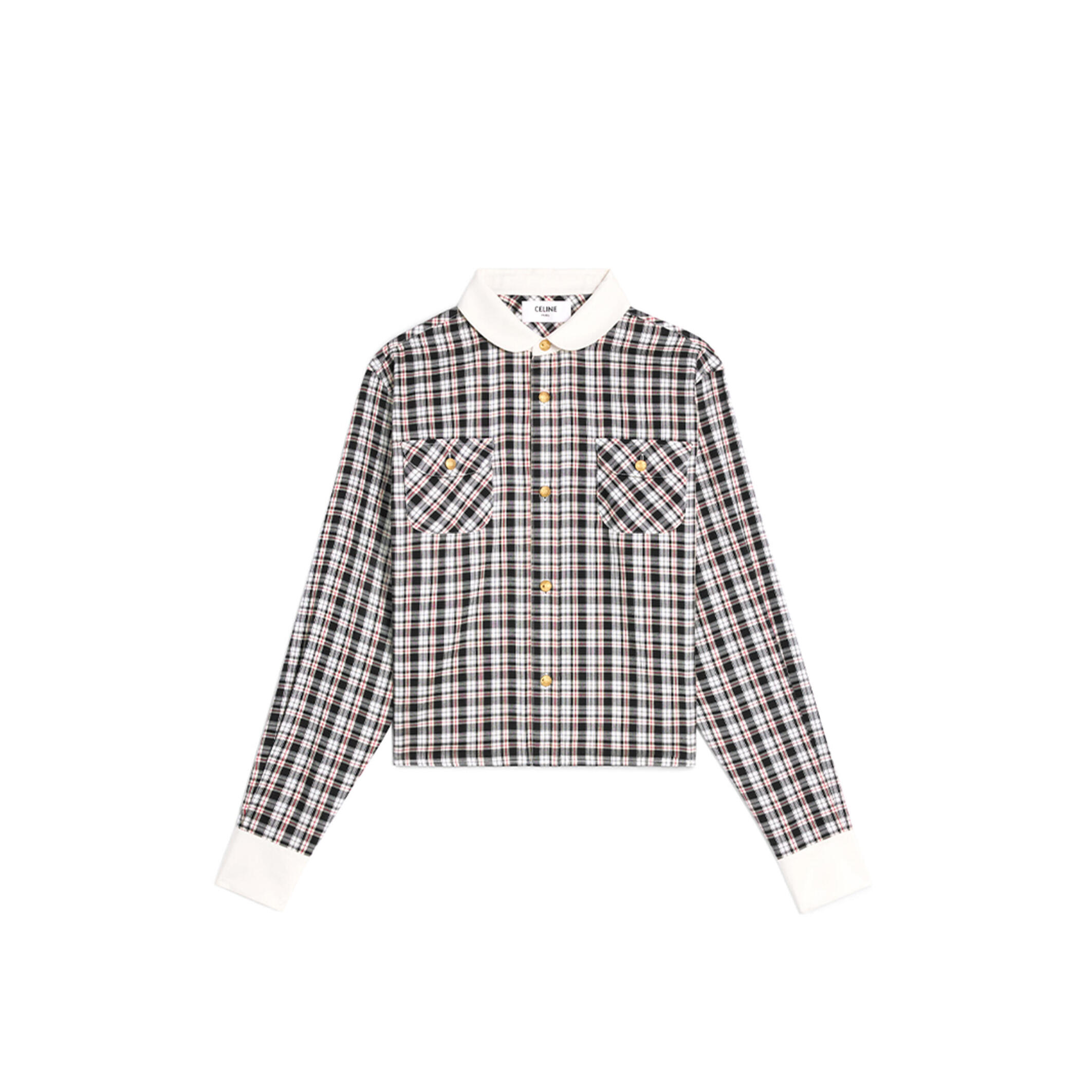 CELINE CROPPED SHIRT IN CHECK SILK 
